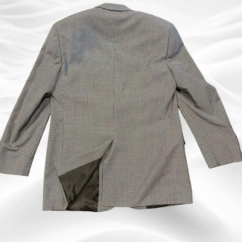 Brooks‎ Brothers 346 Blazer Sport Coat Mens 43L Wool Cashmere Houndstooth Gray